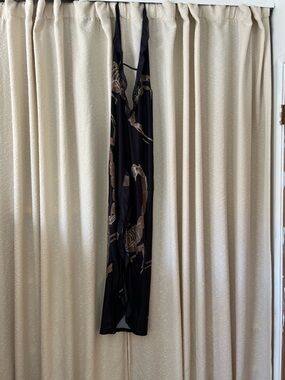 Black Maxi Dress with Brown Floral Print